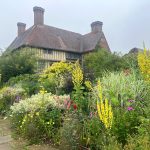 Garden at Great Dixter in the rain
